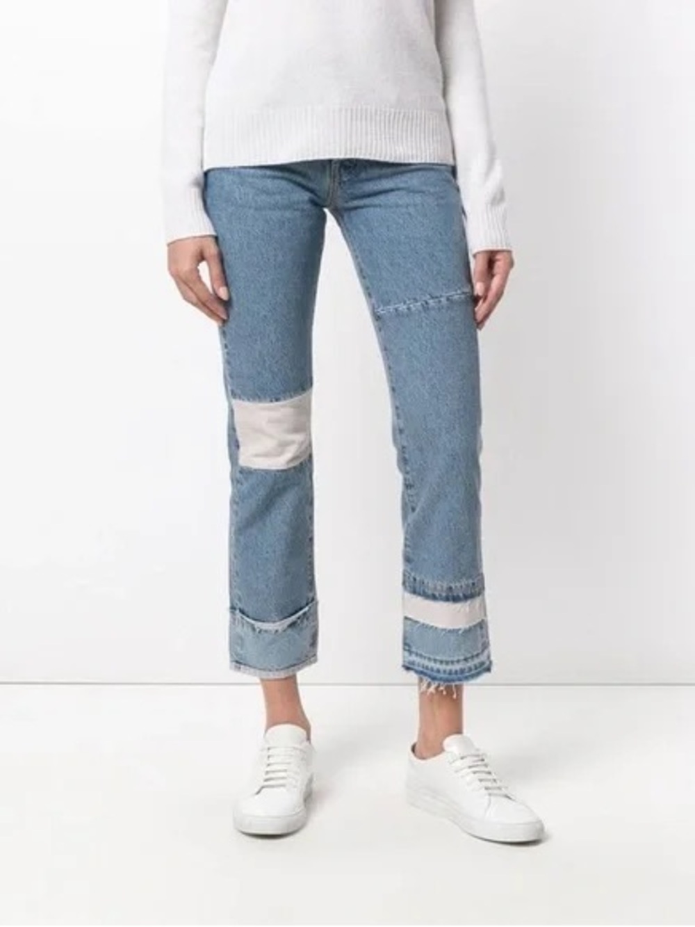 Current/Elliott The DIY Original Straight jeans with patchwork
